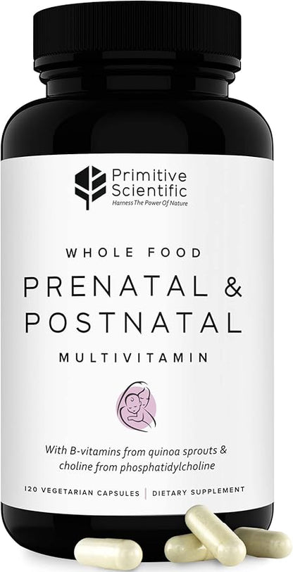 Prenatal and Postnatal Multivitamin for Women, with Vitamins A, B, C, D, E, Iodine, and Ginger for Mother & Baby Support, Non-GMO, Gluten-Free (120ct)