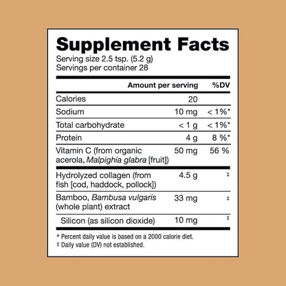 Bend Beauty Marine Collagen + Co-Factors | Unflavored Collagen Powder | Hydrolyzed Collagen Supplement | Fish Collagen Peptides + Silicon + Vitamin C | Supports Healthy Skin, Hair and Nails
