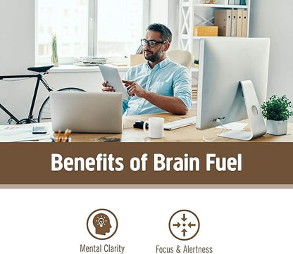 OM MUSHROOM SUPERFOOD Brain Fuel Mushroom Powder Capsules Superfood Supplement, 90 Count, 30 Days, Lion's Mane, Reishi Blend Plus Folate, Mental Clarity, Mushroom Supplement