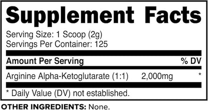 PrimaForce AAKG Arginine Powder, 250 grams (L-Arginine and Alpha-Ketoglutarate Acid) Premium Workout Supplement, Non-GMO, Vegan, Gluten Free