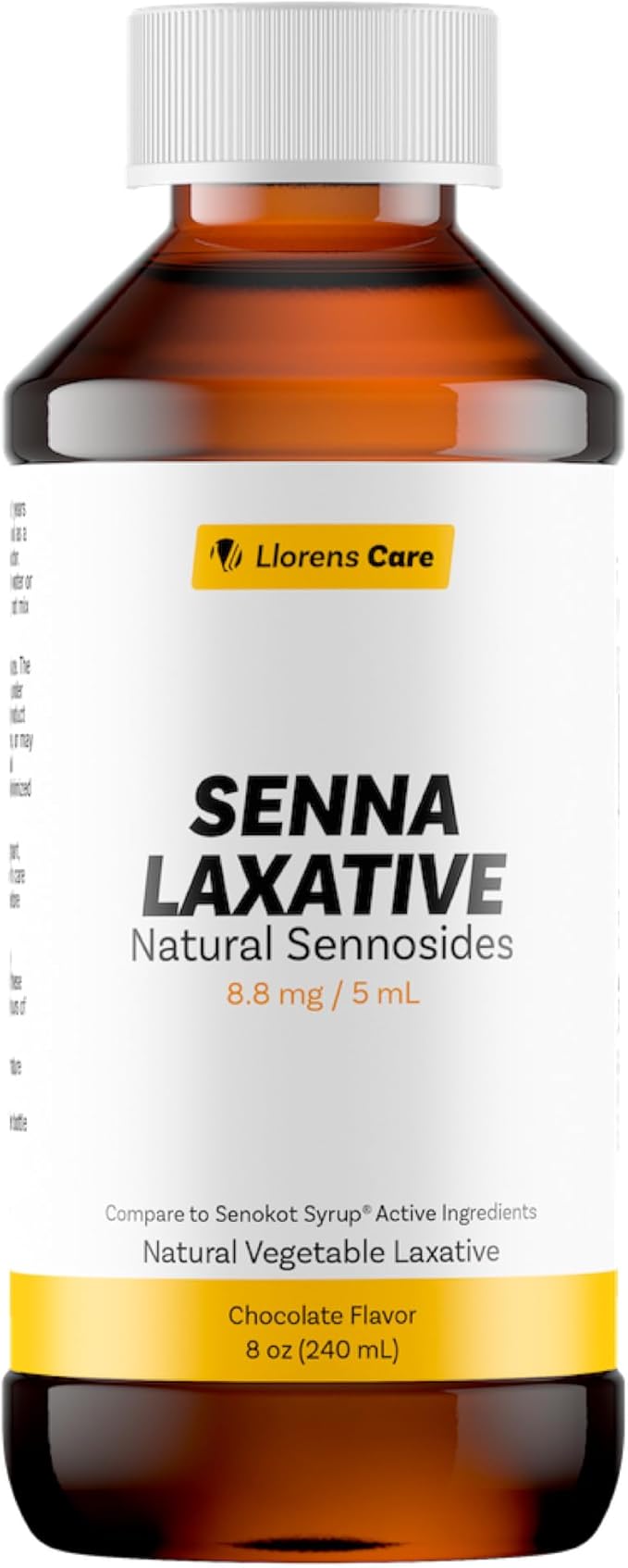 Senna Liquid Sennosides Senna Laxative by Llorens Care 8.8 mg. 5 mL. Made from Natural Sennosides. Liquid Laxative Alleviate Constipation & Provide Relief. Compared to Senokot. Senna Syrup