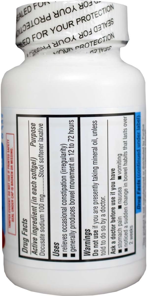 MAJOR Docusate Sodium 100 mg - Stool Softener Tablets for Constipation Relief - Helps Stop Constipation - Stool Softeners for Women, Men, and Kids Ages 12+ - 100 Tablets