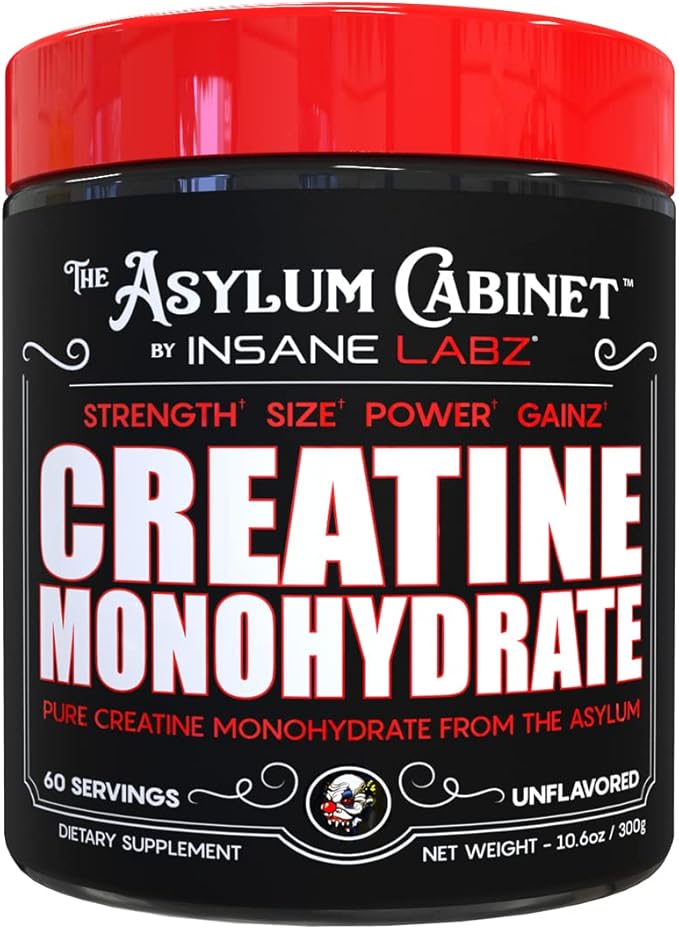Insane Labz Insane Creatine Monohydrate Powder - Unflavored, Pre Workout, Post Workout, Strength Size Power, 60 Servings