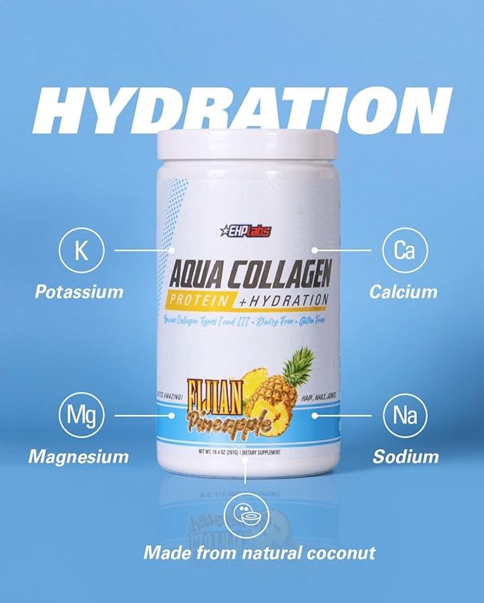EHP Labs Aqua Hydrolyzed Collagen Peptides Powder - 10g of Protein per Serving, Hydration & Gut Health Support, Grass Fed Pasture-Raised Bovine Collagen, Type I & III, 24 Servings (Raspberry Refresh)