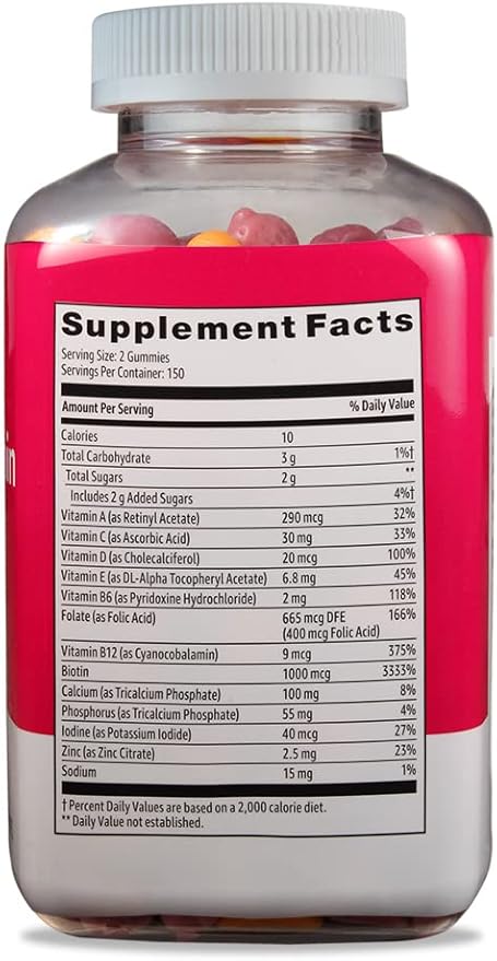 Amazon Basics Women's Multivitamin, 300 Gummies (150 Servings) (Previously Solimo)