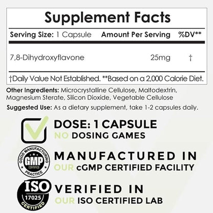 Nootropics Depot 7,8-Dihydroxyflavone Capsules | 25mg | 60 Count | 7,8 DHF | Brain Booster | Supports Cognitive Function and Brain Health