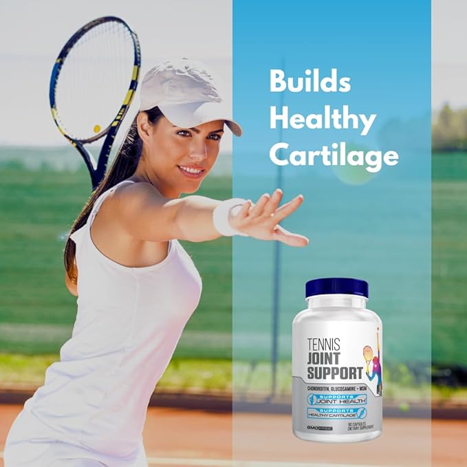 Tennis Joint Support Supplement - Healthy Knees, Back, Cartilage, & Joints – Glucosamine Chondroitin MSM- GMP Certified Tennis Supplements and Joint Support for Athletes – 90 Capsules