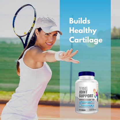 Tennis Joint Support Supplement - Healthy Knees, Back, Cartilage, & Joints – Glucosamine Chondroitin MSM- GMP Certified Tennis Supplements and Joint Support for Athletes – 90 Capsules