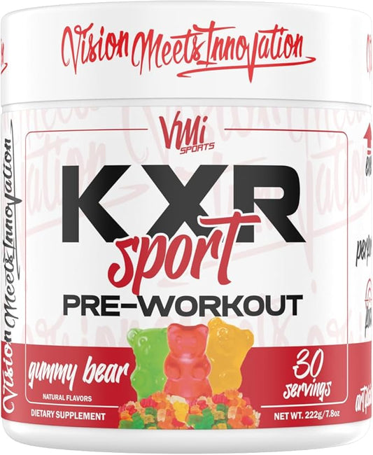 K-XR Sport Pre-Workout Powder | Energy – Performance – Focus and Pumps | Maximum Absorption Formula | Great Taste for Men & Women | 30 Servings (30 Servings, Gummy Bear)