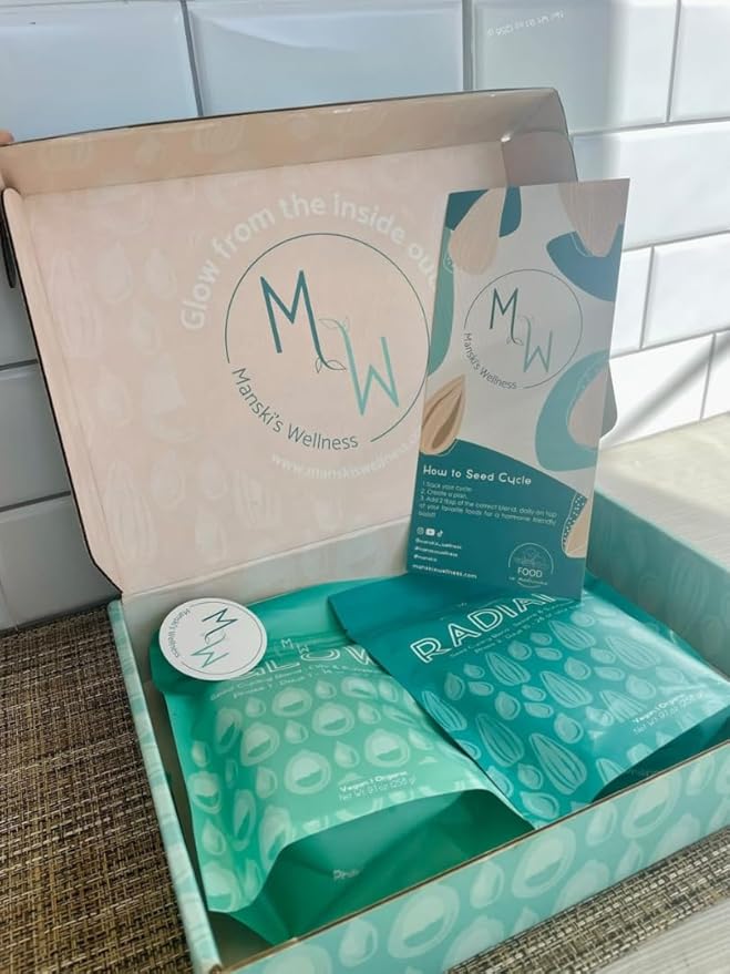 Manski's Wellness Glow & Radiant Seed Cycle Kit | PMS Support | Organic Seed Cycling | Natural Hormone Balance | Ease Cramps | Mitigate Cycle Symptoms | Vegan Supplement