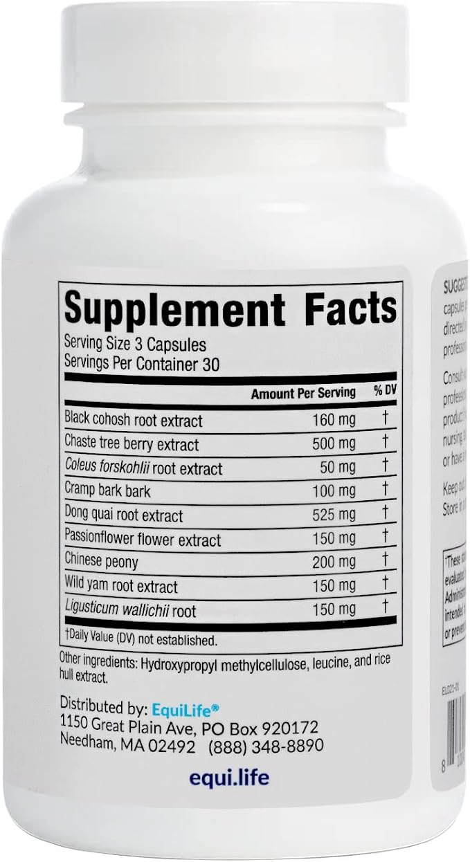 Equilife - Progesterone Support, Hormonal Balance for Women, Helps Supports Menstrual Pain and Overall Balance, Rich in Herbal Extracts, Non-GMO, Gluten-Free, Dairy- & Soy-Free (90 Capsules)