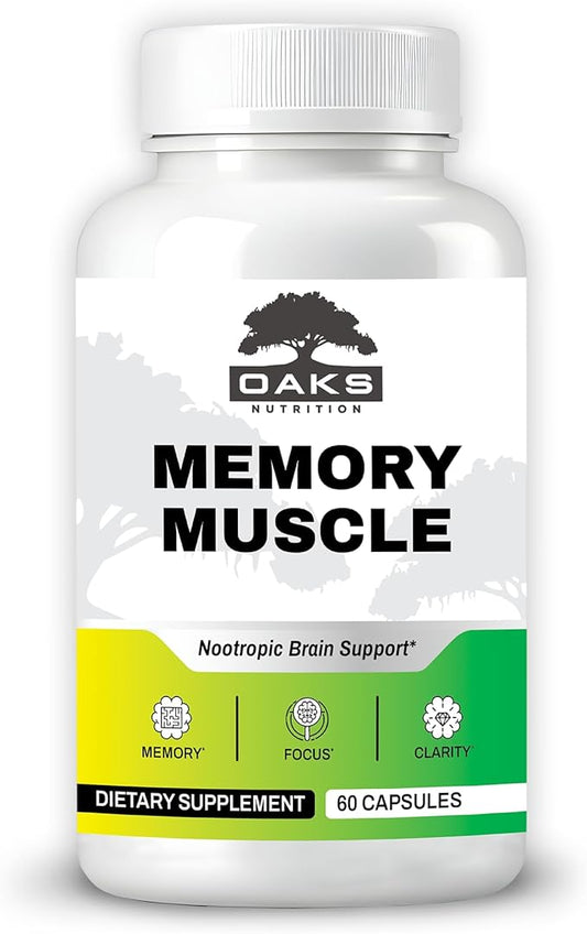 Memory Muscle - Premium Memory Support Supplement with Nootropics for Enhanced Focus & Mental Clarity - Featuring B12 for an Added Energy Boost