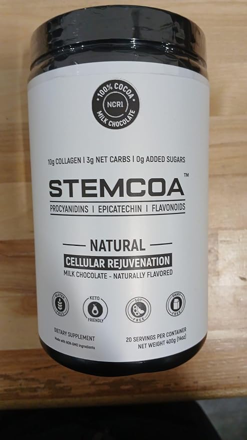 NCR1 - Natural Cellular Renewal & Rejuvenation, Milk Chocolate Flavor, Hydrolyzed Bovine Collagen Powder with Cocoa & Resveratrol, Non-GMO, Gluten Free & Keto Diets
