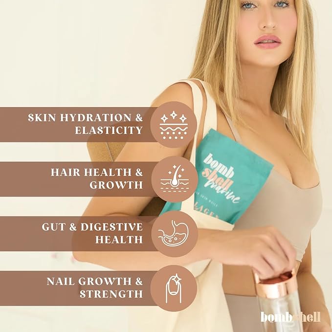 BOMBSHELL Marine | Wild Caught, Hydrolyzed, Marine Collagen Peptides Powder Supplement for Skin Hair Nail Joint, 8.8oz