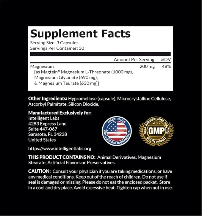 Intelligent Labs 2-in-1 Bundle of MagEnhance Triple Magnesium Complex (Magnesium Threonate Supplement with Mg Taurate and Mg Glycinate) + Glucosamine and Chondroitin Joint Care Complex with MSM