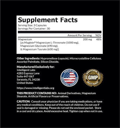 Intelligent Labs 2-in-1 Bundle of MagEnhance Triple Magnesium Complex (Magnesium Threonate Supplement with Mg Taurate and Mg Glycinate) + Glucosamine and Chondroitin Joint Care Complex with MSM