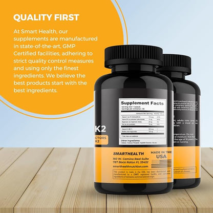 Vitamin D3 + K2 - Bone Health & Immune Support - 7000 IU(175 MCG)D3 + 500 MCG K2 - Cofactors B6, Magnesium & Zinc - Gluten Free, Vegan, Non-GMO - Dietary Supplement - 30 Veggie Capsules