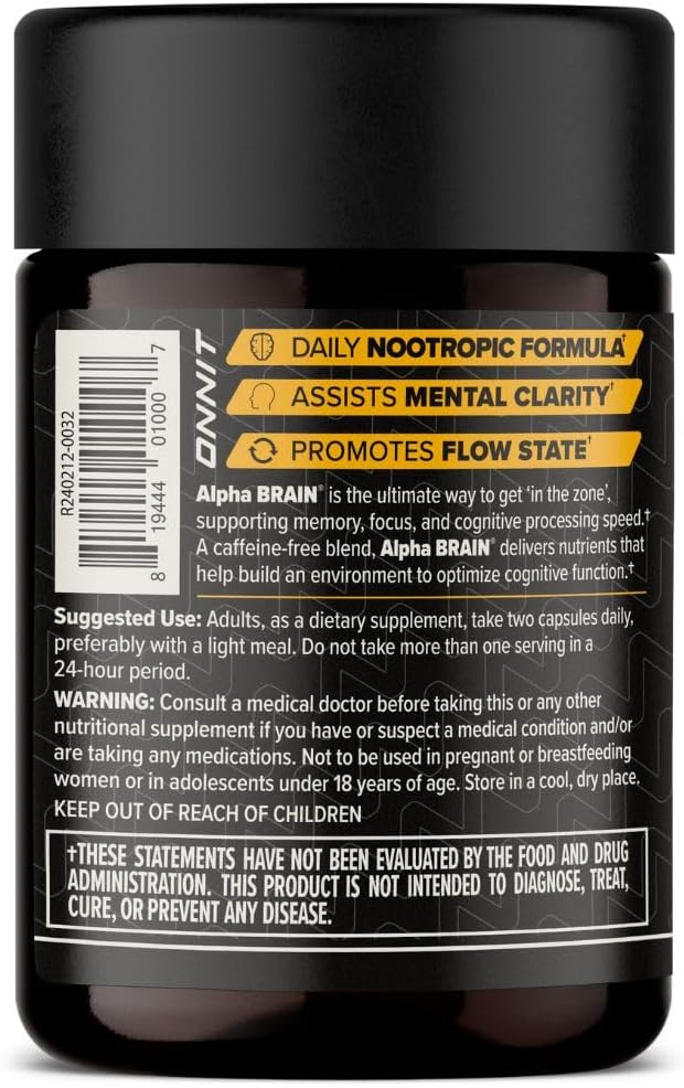 ONNIT Alpha Brain (120ct) - Over 1 Million Bottles Sold - Premium Nootropic Brain Supplement - Focus, Concentration & Memory - Alpha GPC, L Theanine & Bacopa Monnieri