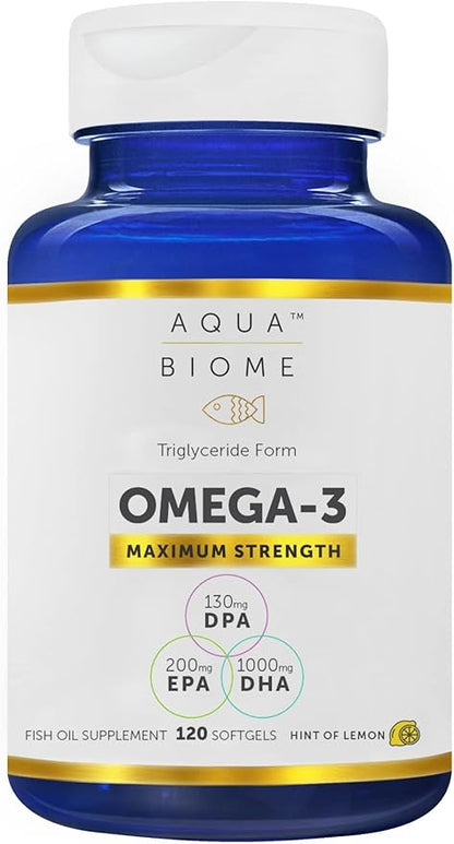 Enzymedica Aqua Biome Fish Oil, Maximum Strength, 120 Count