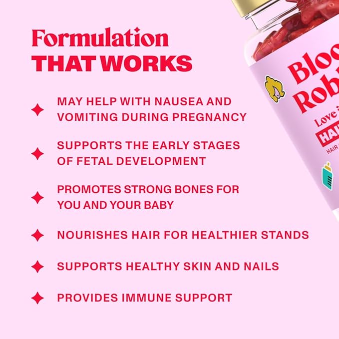 Hair Gummy Prenatal Vitamins for Women Pregnancy with Vitamin B6 - Pre Natal Multivitamin for Women & Folic Acid - 60 Prenatal Hair Gummies with Folic Acid (1Pack)