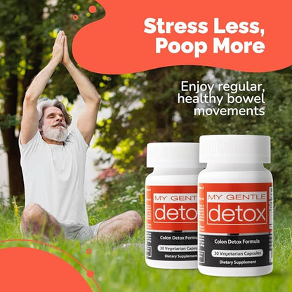 My Gentle Detox - Gentle Constipation Relief for Women & Men - Take at Night, Poop Next Day - 100% Natural Colon Detox Supplement for Less Bloating, Gas, Discomfort (30 Ct)