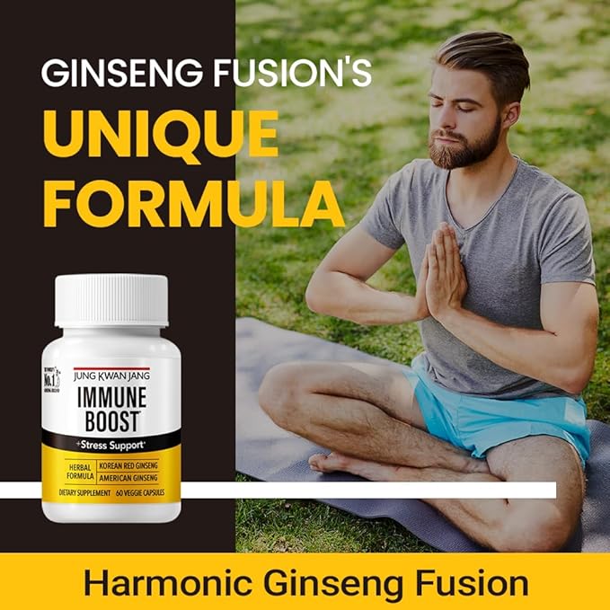 JungKwanJang Immune Boost, Adaptogen Supplement with American and Korean Ginseng Duo for Immunity, Energy, Fights Fatigue, All-Natural, Stress Support for Men and Women Parent (Immune)