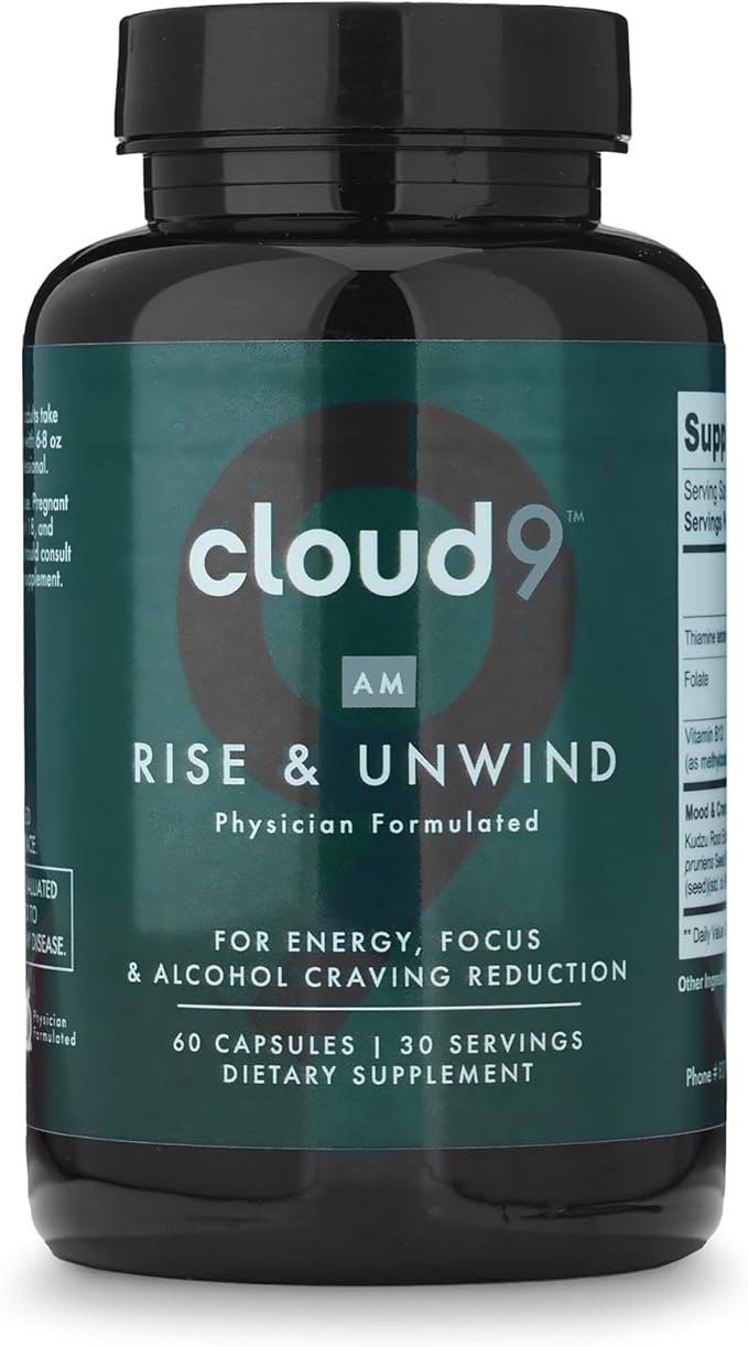 Cloud9 Rise & Unwind AM - Morning Wellness Supplement for Clarity & Vitality with Brain Health Support - Energy Supplement with Essential Nutrients, Adaptogens & Hydration Support for Daily Balance