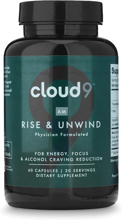 Cloud9 Rise & Unwind AM - Morning Wellness Supplement for Clarity & Vitality with Brain Health Support - Energy Supplement with Essential Nutrients, Adaptogens & Hydration Support for Daily Balance
