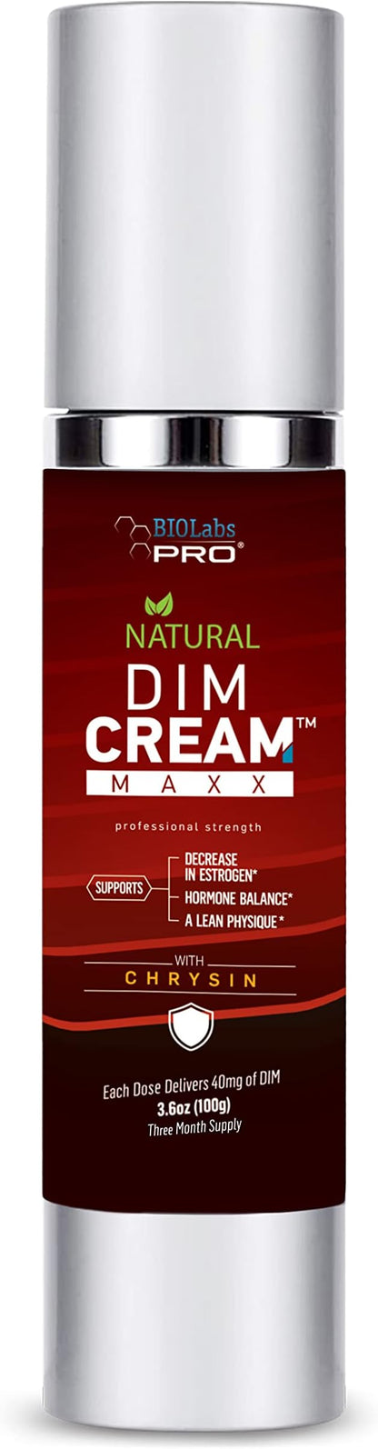 BIOLABS PRO Estrogen Blocker - Natural DIM Cream - Metabolize Excess Estrogen - Diindolylmethane Hormone Balance Support Topical DIM Supplement for Men Or Women - 3.6oz