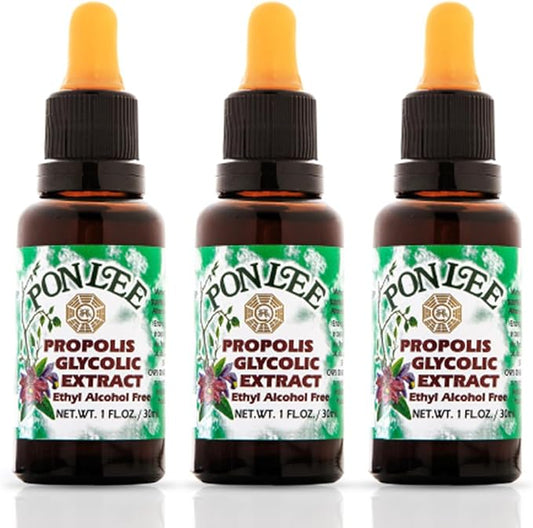 Pon Lee Brazilian Green Bee Propolis Extract 100% Organic, No Alcohol – High Artepillin-C Concentration, Natural Immune Support & Antioxidant, 30ML (3 Pack)