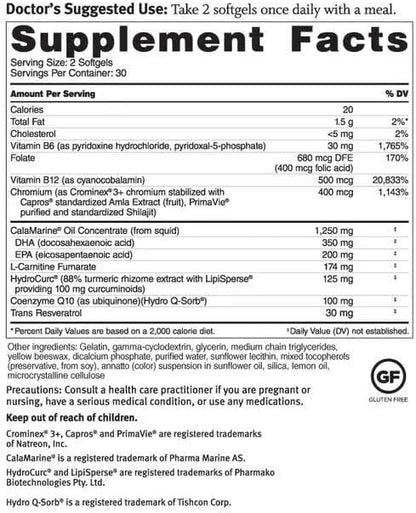 Dr. Sinatra Omega Q Plus MAX – Advanced Heart Health and Healthy Aging Support with 100mg of CoQ10 and Turmeric (60 softgels | 30-Day Supply)