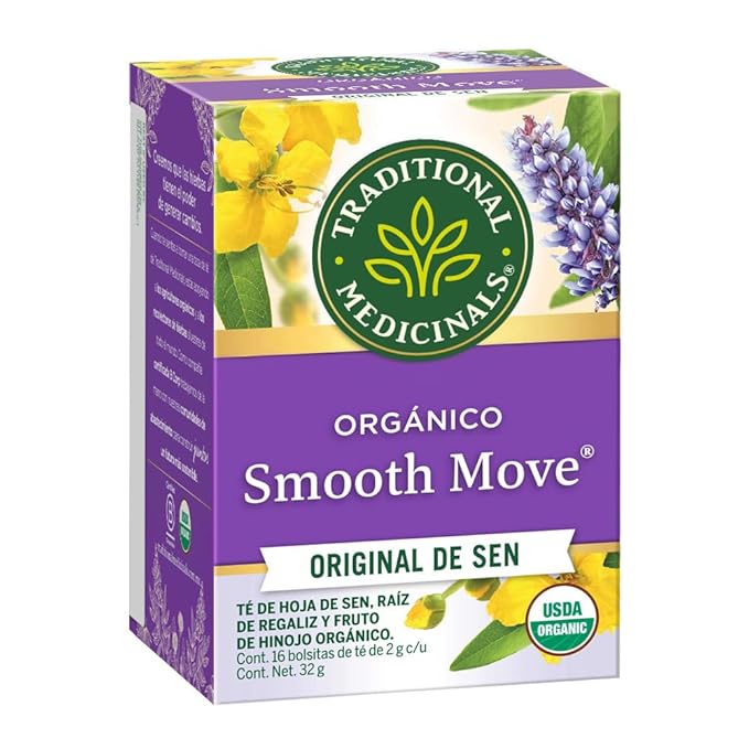 Traditional Medicinals Tea, Organic Smooth Move, Relieves Occasional Constipation, Senna, 16 Tea Bags (Pack of 2)