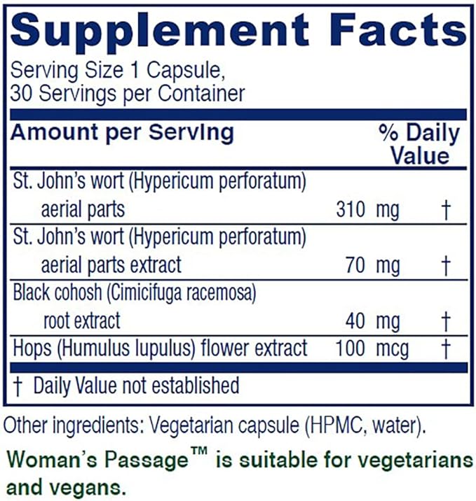 Vitanica, Woman's Passage, Menopause Support, Vegan, 30 Capsules
