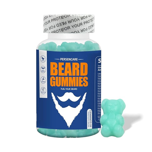 Big Beard Growth Gummy for Men, 60 Blueberry Flavored Gummies, with 10K MCG Biotin B12 Collagen and Elite Beard Hair Grooming Nutrients & Vitamins, Grow Stronger, Longer, Thicker & Fuller Beard