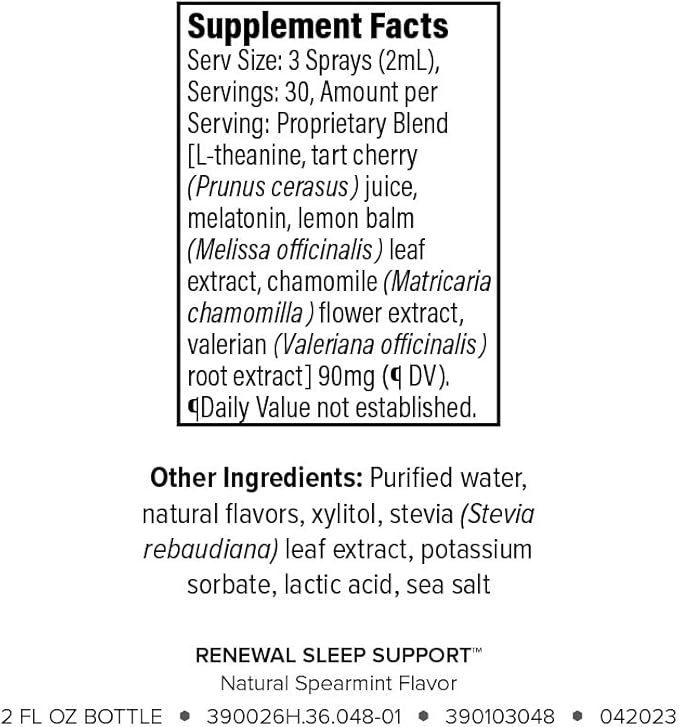 Isagenix Renewal Sleep Support™ - Fast-Acting Oral Melatonin Sleep Spray - Infused with Botanicals for Natural Sleep Cycle Realignment - Refreshing Cool Spearmint Flavor - No Artificial Ingredients