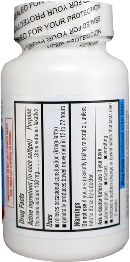 MAJOR Docusate Sodium 100 mg - Stool Softener Laxative Softgels for Constipation Relief - Stool Softeners for Women and Men - Gluten-Free - 100 Softgels