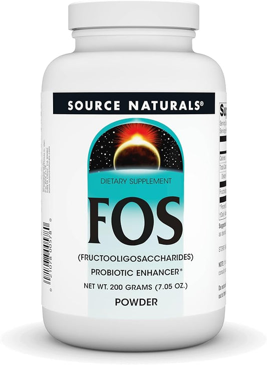 Source Naturals FOS Powder Dietary Supplement, Fructooligosaccharides Probiotic Enhancer - 200 Grams Powder