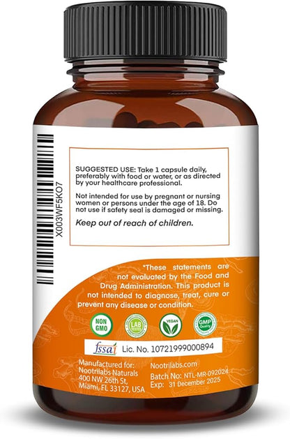Mushroom Complex 12000mg Capsules - Lions Mane, Cordyceps, Reshi, Maitake - Nootropics Brain, Boosts Memory, Energy, Cognitive Function & Improves Focus, Immune System, Antioxidant - 90 Vegan Capsules