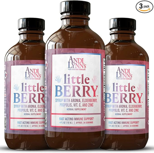 Andi Lynn’s LittleBerry, Elderberry Syrup for Kids with Vitamin C & Zinc, Fast-Acting Immune Support Herbal Supplement, 4 oz (3-Pack)