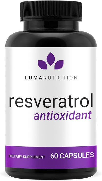 Luma Nutrition High Purity Resveratrol Supplement - 98% Trans-Resveratrol - Antioxidant - Resveratrol Capsules - Vegan & Gluten-Free - 60 Capsules