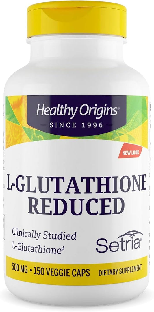 Healthy Origins L-Glutathione 500 mg (Setria, Non-GMO, Gluten Free, Antioxidant, Immune Support, Skin Support), 150 Veggie Caps
