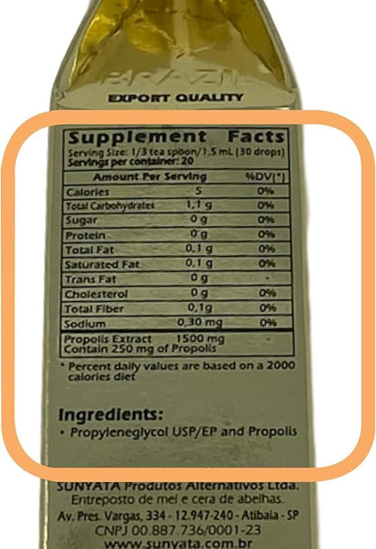 Sunyata Brazilian Green Bee Propolis Liquid Extract – No Alcohol, Natural Immune Support & Antioxidant, 30ML (3 Pack)
