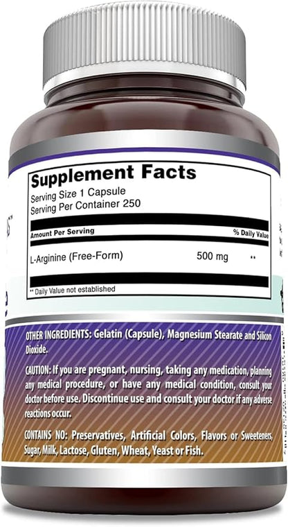 Amazing Formulas L-Arginine Supplement | 500 Mg Per Serving | Capsules | Amino Acid Supplement for Men & Women | Non-GMO | Gluten Free | Made in USA (3 Pack | 250)