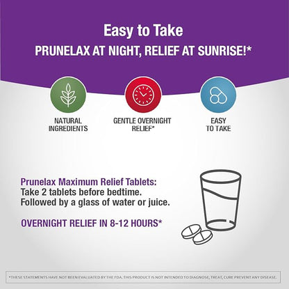 Prunelax Ciruelax Maximum Relief Laxative Tablets with Natural Senna for Occasional Constipation, Senna Extract, Vegan & Gluten-Free, Gentle Overnight Relief - 60ct (Pack of 5)