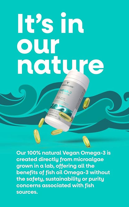 Vegan Omega 3 Supplement – Omega-3, EPA, DHA Supplements & Vitamin D3 – Algae Omega 3 Vegan Supplements for Brain, Eye & Heart Health – Omega 3 for Kids & Adults (120 Capsules)