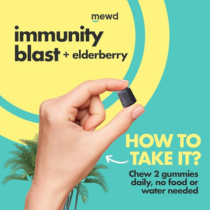 MEWD Teen and Kids Elderberry Immunity Multivitamin Gummies -Zinc, Vitamins A,C,D3,B12 for Immune Support,Brain Health, Focus, Made in USA, Girls and Boys.