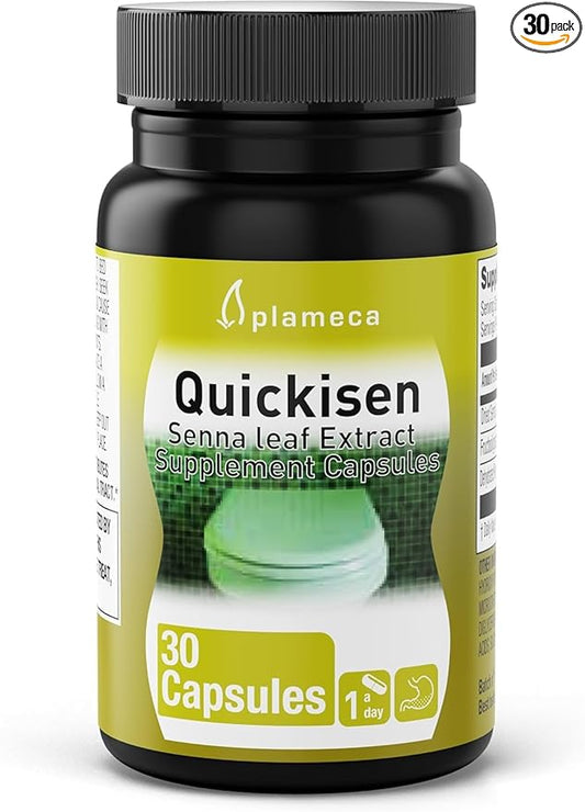 Quickisen Laxative Capsules, Relief from Occasional Constipation, Natural Senna Extract, Supports Intestinal Health, Dietary Supplement Gluten-Free and Dairy-Free, 30 Capsules