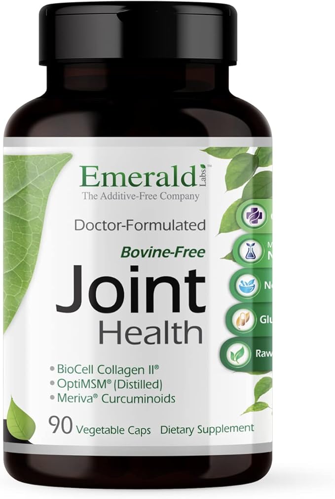 EMERALD LABS Joint Health - Biocell II Collagen, OptiMSM, Glucosamine, Meriva Turmeric Curcuminoids & More - Joint Health, Mobility & Flexibility Support* - 90 Vegetable Capsules (30-Day Supply)