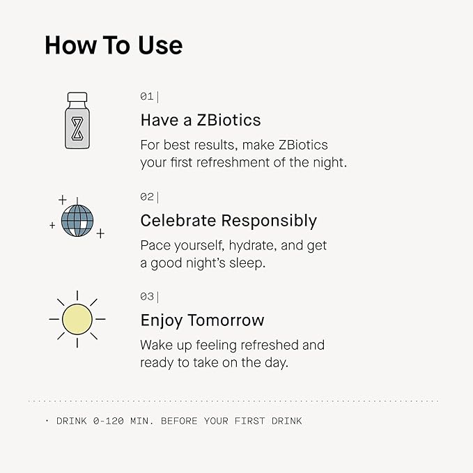 ZBiotics — Feel Better After Drinking, Wake Up Refreshed, Science-Backed, Patented Probiotic for Easier Mornings, Travel-Friendly, 3-Pack of 0.5 Fl Oz Bottles