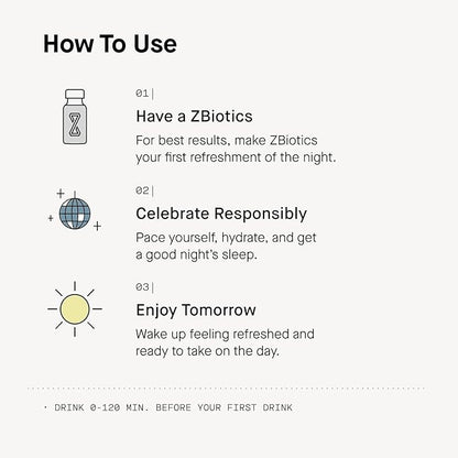 ZBiotics — Feel Better After Drinking, Wake Up Refreshed, Science-Backed, Patented Probiotic for Easier Mornings, Travel-Friendly, 3-Pack of 0.5 Fl Oz Bottles